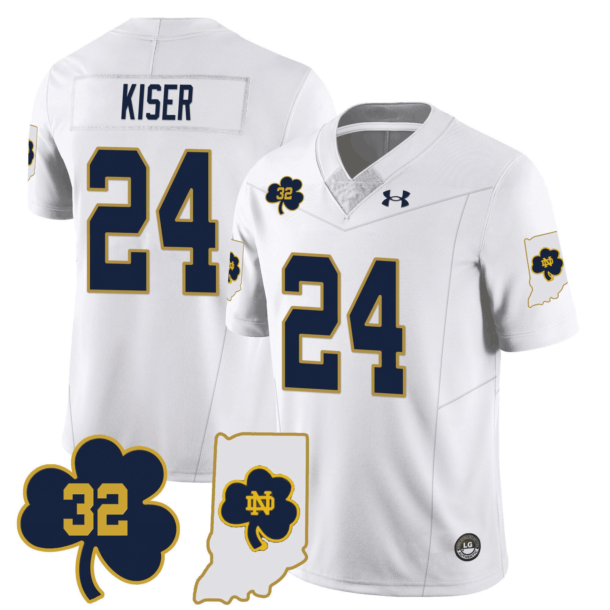 Men Notre Dame Fighting Irish #24 Kiser White 2024 Vapor Limited NCAA Jersey